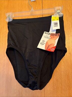 Vtg Warner's Not So Innocent Nudes 7 Black High Waist Silky No Show Brief Panty